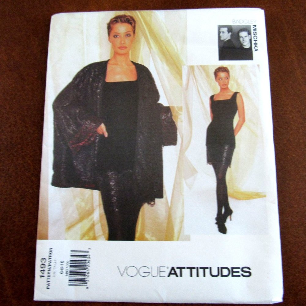 Vogue Attitudes Badgley Mischka Sewing Pattern 1493 Jackey Dress Size 6 to 10